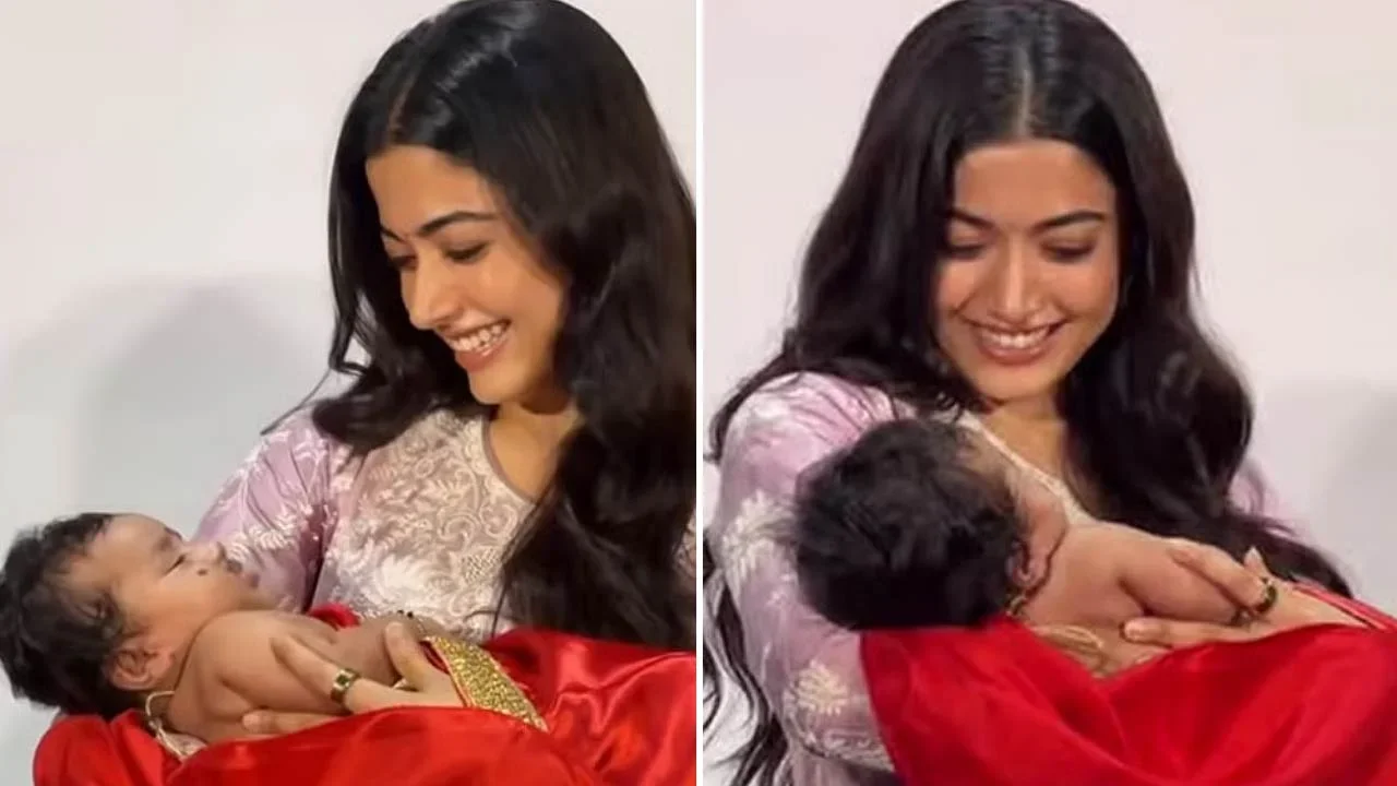 রাশমিকার কোলে ছোট্ট ‘রণবলী’, শিশুর গোঁফ দেখে যা করলেন অভিনেত্রী